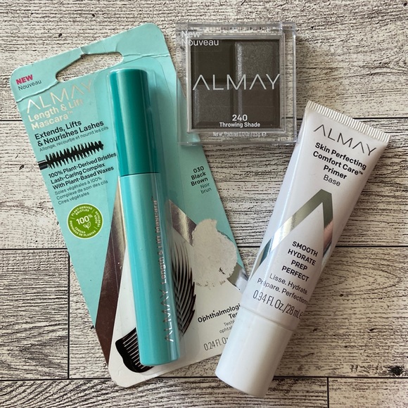 Almay Makeup Almay Trio Nib Mascara Base Primer Throwing Shade Quad Eyeshadow Smoky Eye 3 Pc